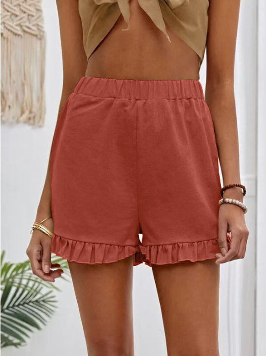 Damen Shorts mit Rüschendetails und Elastischem Bund Heidi-Mode