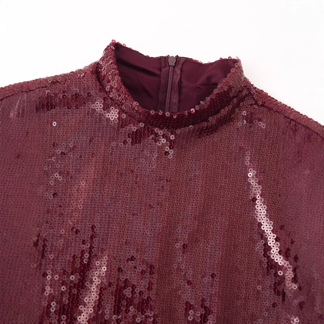 Damen Festliches Kleid mit glitzerndem Oberteil und schwingendem Rock Heidi-Mode
