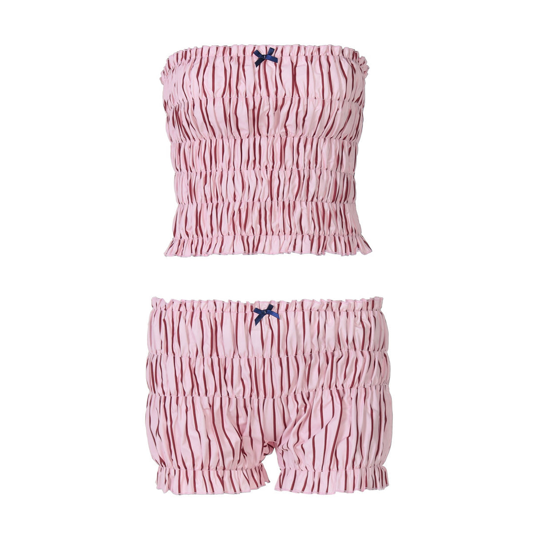 Damen Bandeau-Bikini-Set mit Rüschendetails und verstellbaren Trägern Heidi-Mode