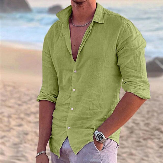 Herren Sommerliche Leinenhemd Heidi-Mode