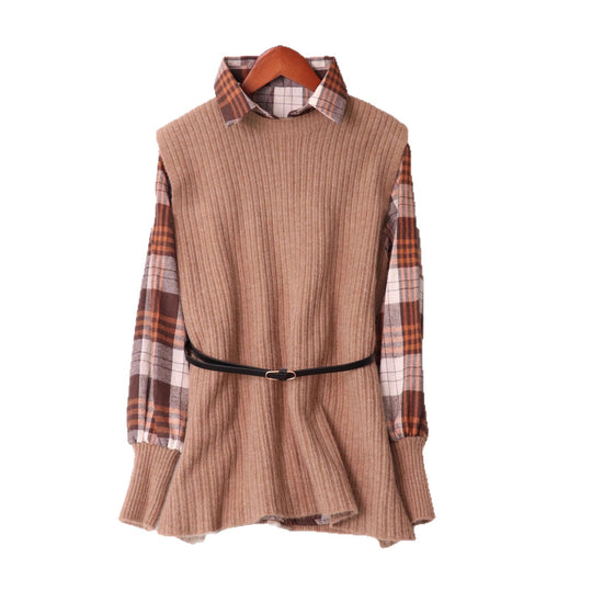 Damen Modischer Pullunder mit Hemd-Details Heidi-Mode