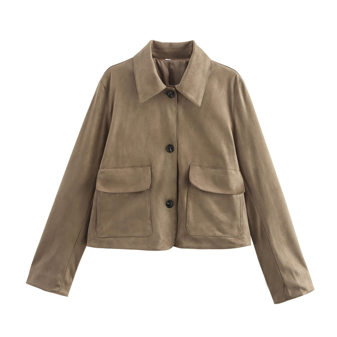Damen modische Kurzjacke mit praktischen aufgesetzten Taschen Heidi-Mode