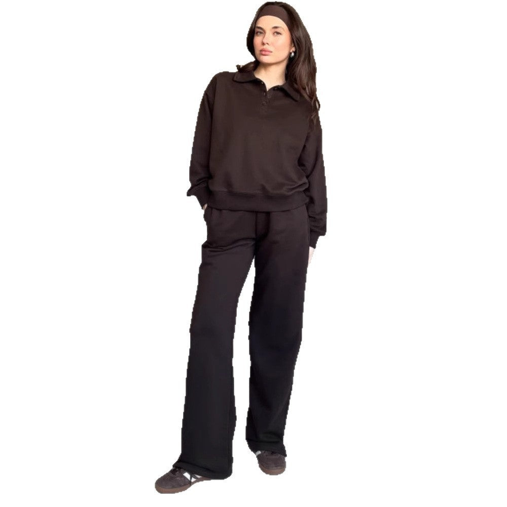 Damen lässiger Pullover mit Kragen und bequemen Sporthosen Heidi-Mode