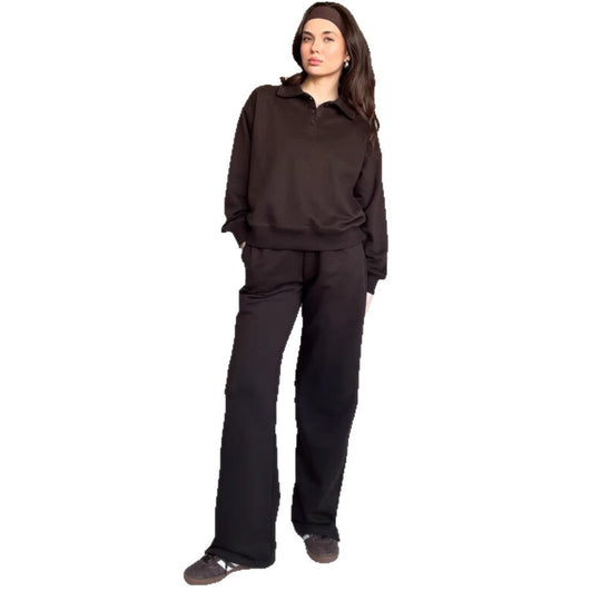 Damen lässiger Pullover mit Kragen und bequemen Sporthosen Heidi-Mode