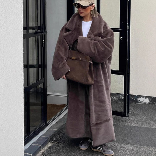 Damen Oversized Kunstfellmantel Heidi-Mode