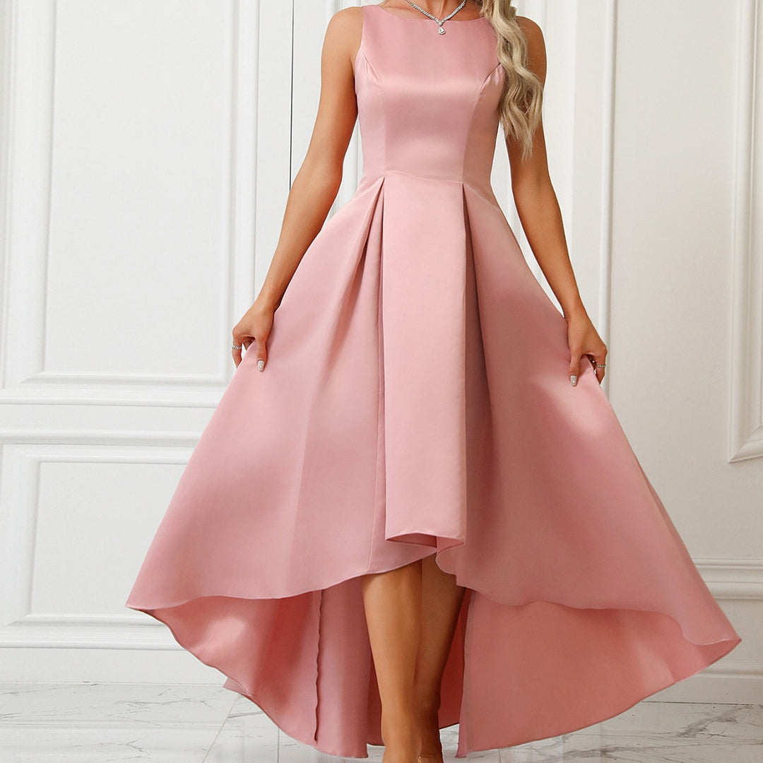 Damen Asymmetrisches Abendkleid aus satin mit Faltenwurf Heidi-Mode