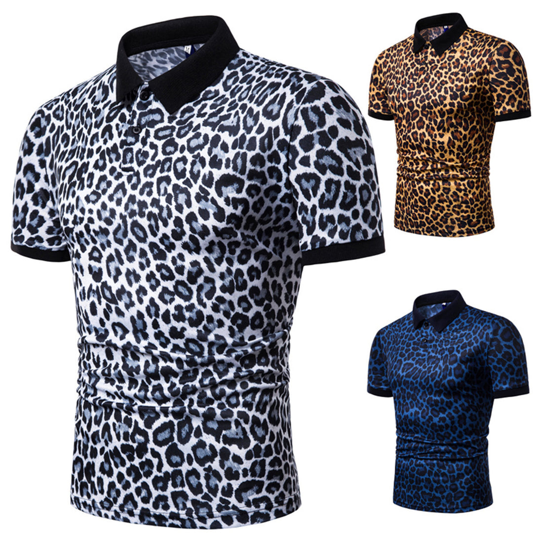 Herren Polo-Shirt mit aufregendem Leopardenmuster und modernem Schnitt Heidi-Mode
