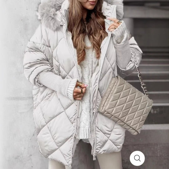 Damen gestepptes Winterparka mit abnehmbarer Kapuze Heidi-Mode