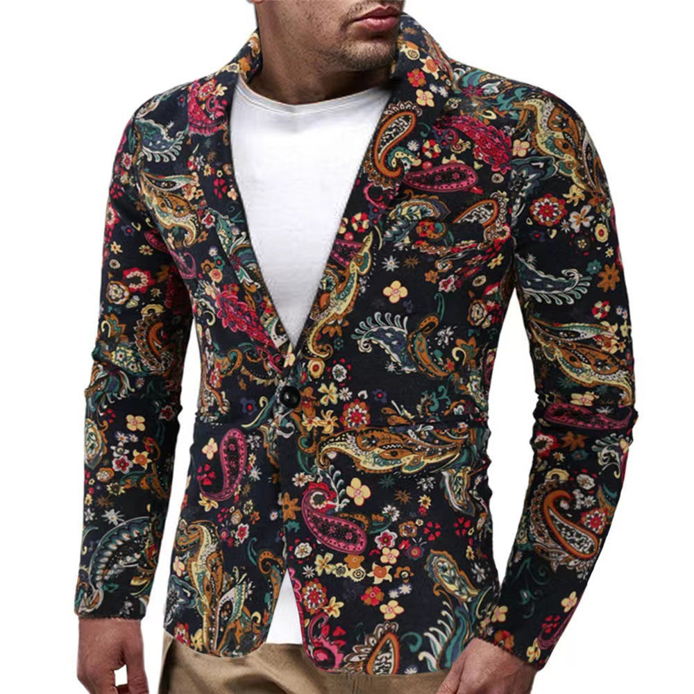 Herren modische Blazer mit buntem grafischem Design Heidi-Mode
