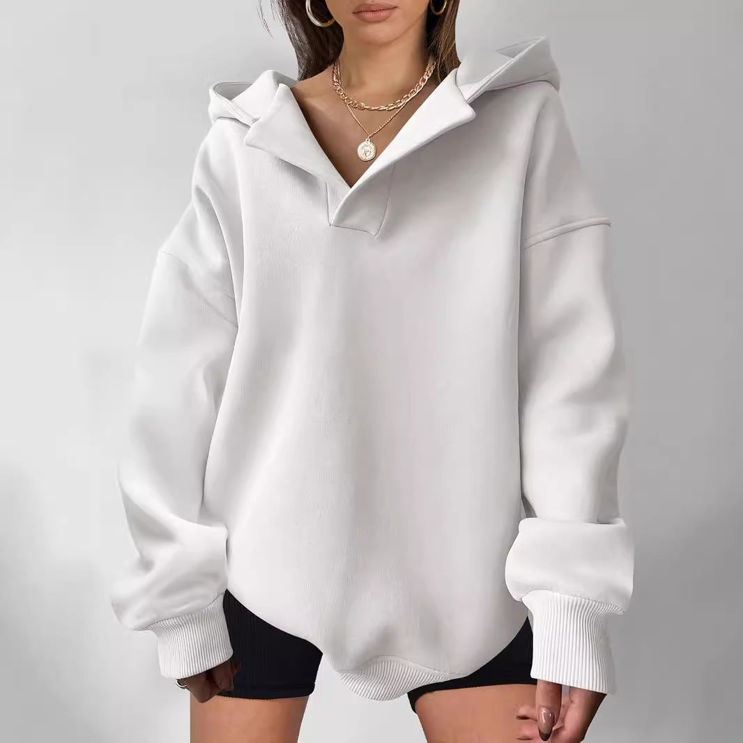 Damen Oversized Hoodie mit kurzem Kragen und praktischen Seitentaschen Heidi-Mode