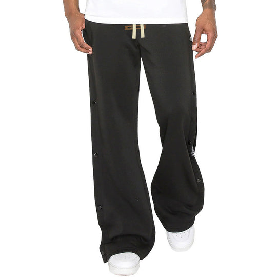 Herren Lässige Freizeit-Hose mit modischen Druckknöpfen und seitlichem Design Heidi-Mode