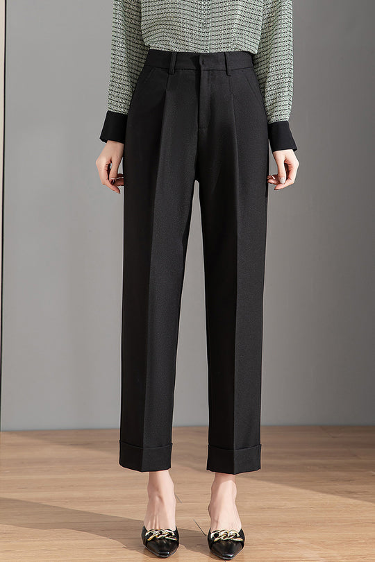 Damen elegante, taillierte Anzughose mit schmalen Biesen und klassischen Bügelfalten Heidi-Mode