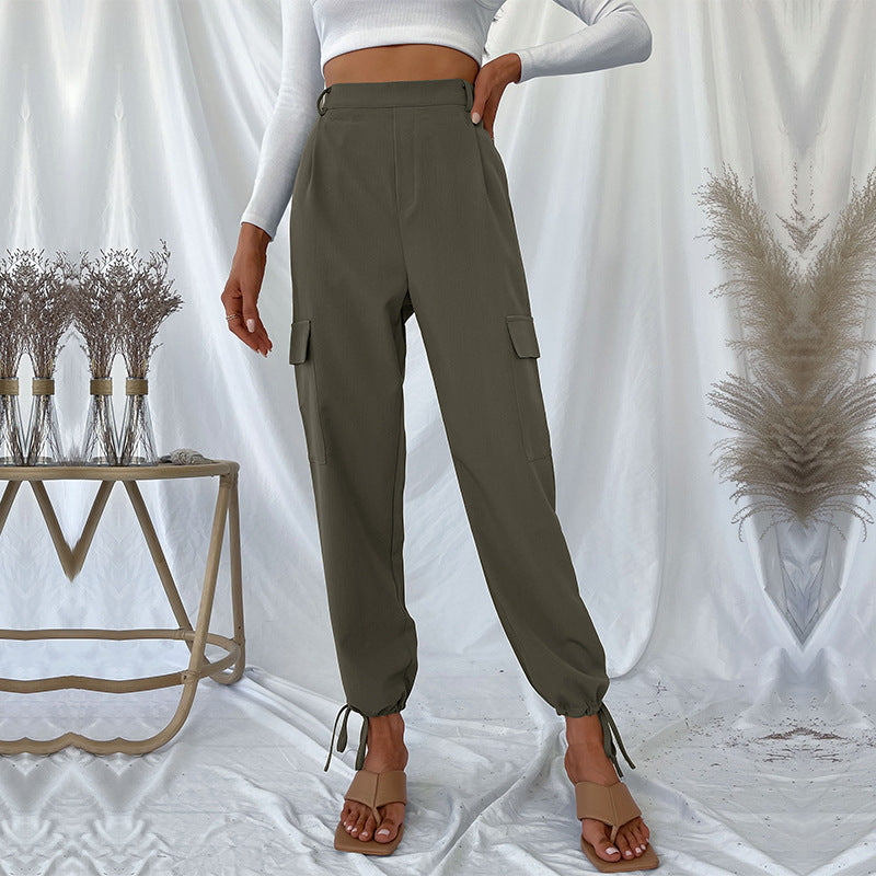 Damen Cargo-Hose mit verstellbarem Bund und seitlichen Taschen Heidi-Mode