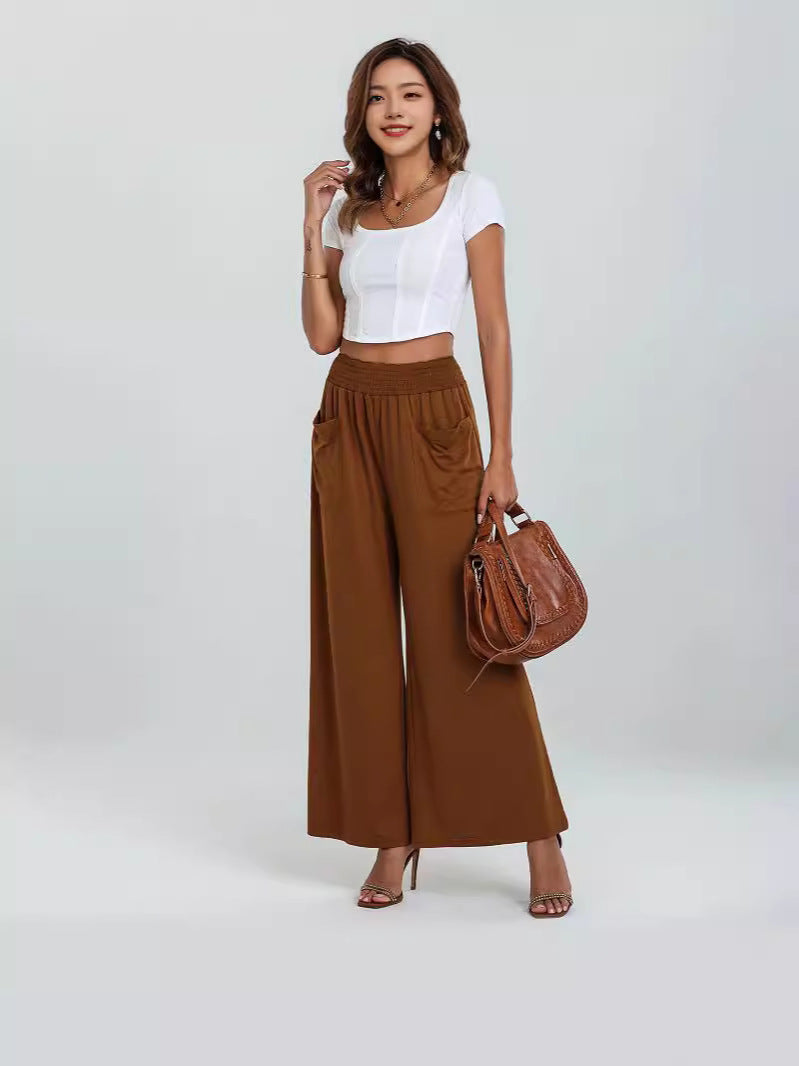 Damen Weite Hose mit elastischem Bund und Seitentaschen Heidi-Mode