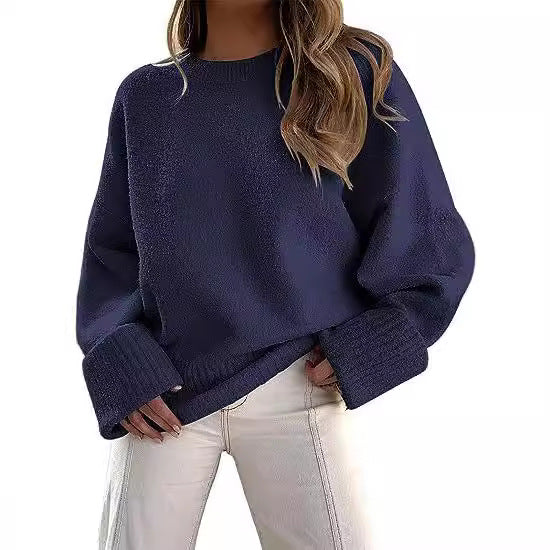 Damen gemütlicher Oversized Pullover mit strukturiertem Fleece Heidi-Mode