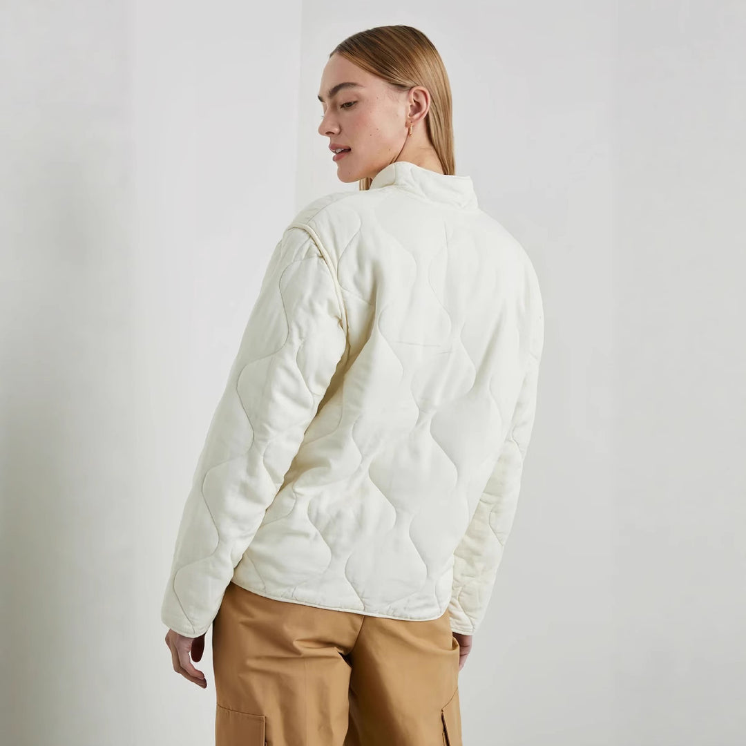 Damen gesteppte Oversized-Jacke mit hohem Kragen und elastischem Bund Heidi-Mode