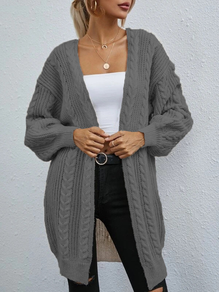 Damen Grobstrick Cardigan mit lässigem Oversize-Schnitt und raffiniertem Zopfmuster Heidi-Mode