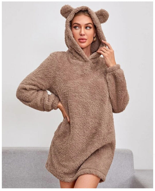 Damen Kuscheliger Hoodie mit Bärenohren Heidi-Mode