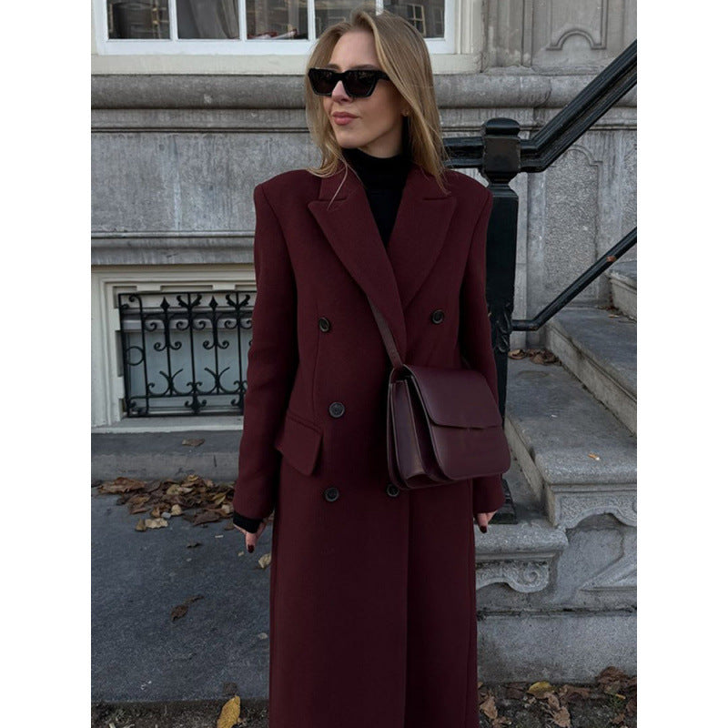 Damen eleganter langer Wollmantel Heidi-Mode