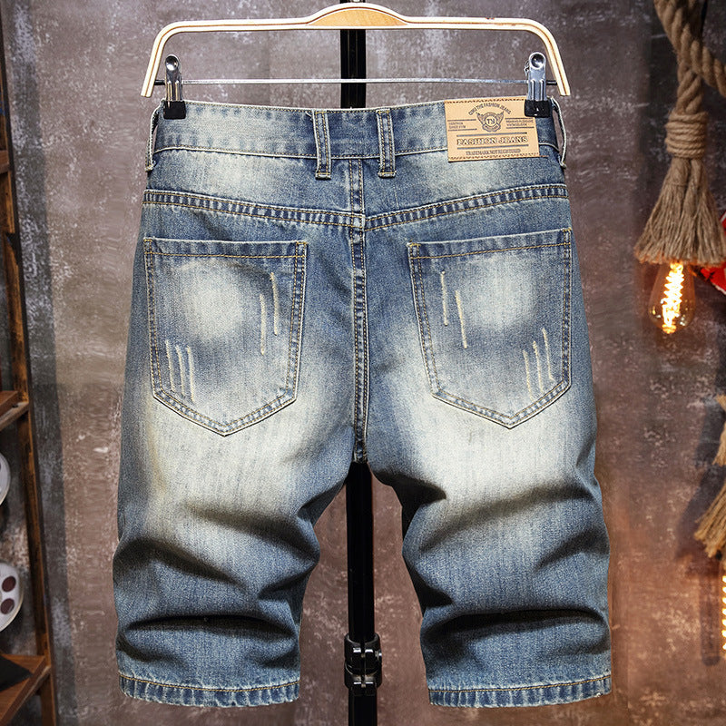 Herren Destroyed Denim-Shorts mit stylischen Rissen und Vintage-Details Heidi-Mode