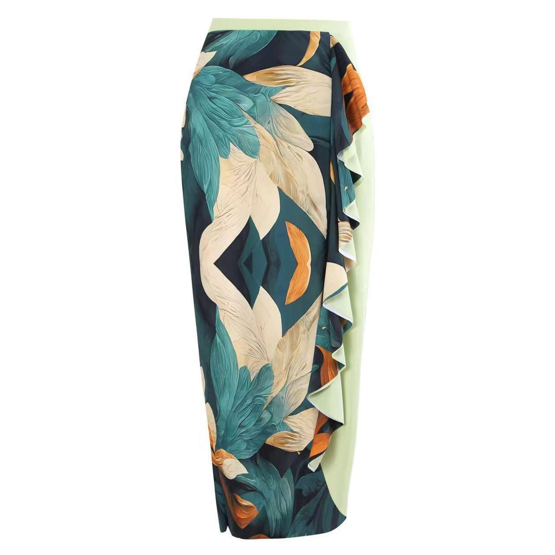 Damen Badeset mit asymmetrischem Badeanzug und elegantem Wickelrock Heidi-Mode
