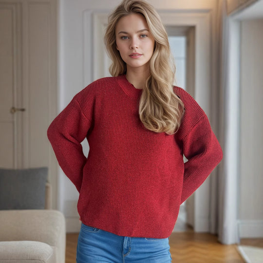 Damen lässiger Strickpullover mit großzügigem Schnitt und angenehmer Textur Heidi-Mode