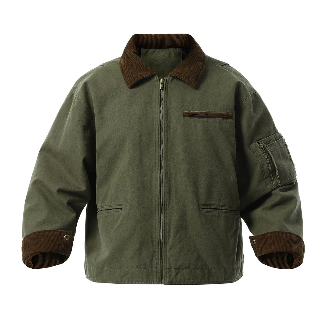 Herren urbane Übergangsjacke mit strukturiertem Stehkragen und zahlreichen praktischen Taschen Heidi-Mode