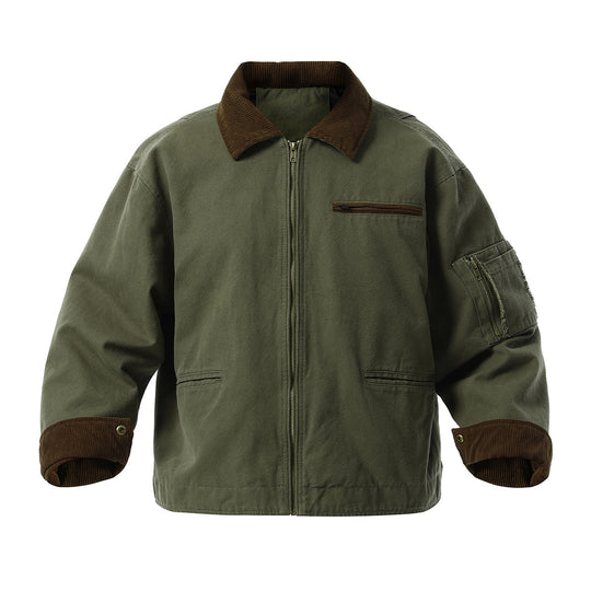 Herren urbane Übergangsjacke mit strukturiertem Stehkragen und zahlreichen praktischen Taschen Heidi-Mode