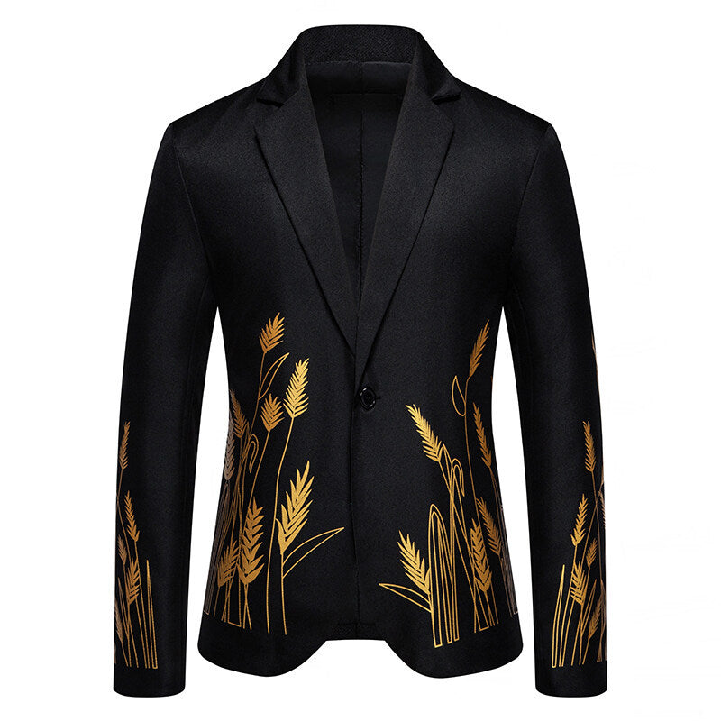 Damen Eleganter Blazer mit kunstvollem Pflanzenmuster und feiner Textur Heidi-Mode
