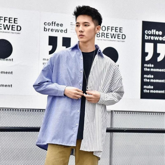Herren Trendy Hemd mit asymmetrischem Design und urbanem Chic Heidi-Mode