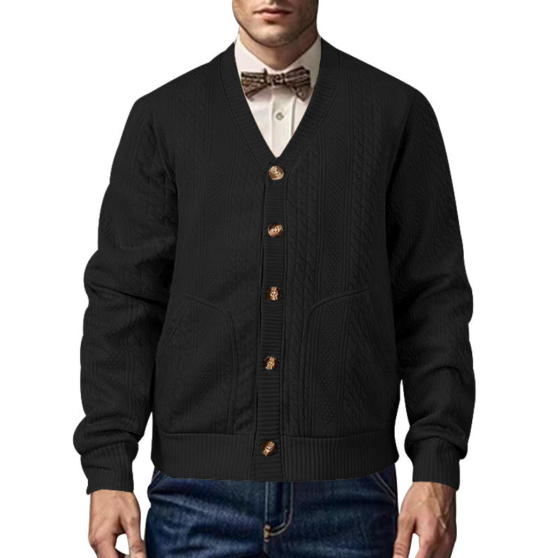 Herren Strickjacke mit strukturierter Oberfläche und praktischen Taschen Heidi-Mode