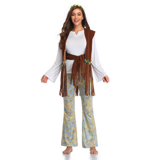 Herren Kostüm im Wildwest-Stil mit fransigem Weste und bunten Hosendetails Heidi