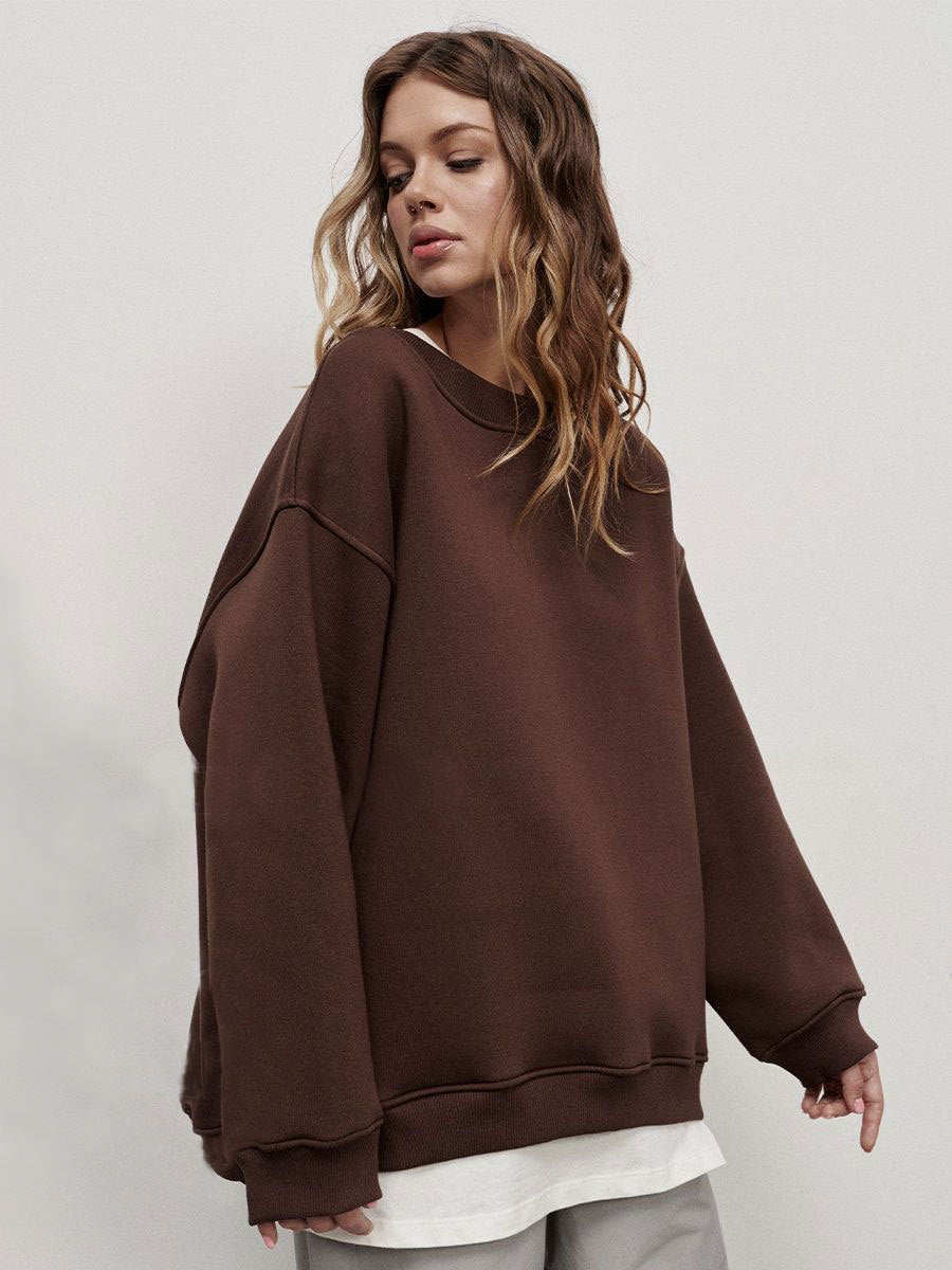 Damen Oversized Sweatshirt im lässigen Stil mit übergroßen Ärmeln und elastischen Bündchen Heidi-Mode