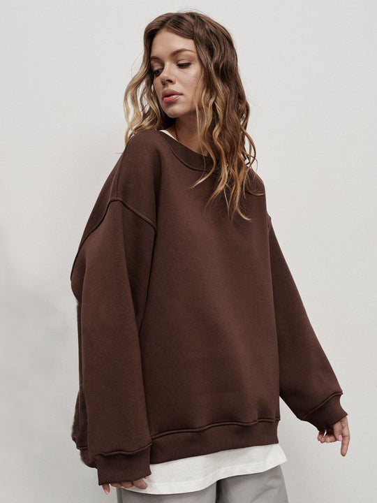Damen Oversized Sweatshirt im lässigen Stil mit übergroßen Ärmeln und elastischen Bündchen Heidi-Mode