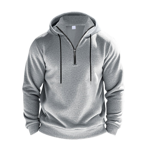 Herren Kapuzenpullover mit kurzer Reißverschlussöffnung und atmungsaktiver Struktur Heidi-Mode