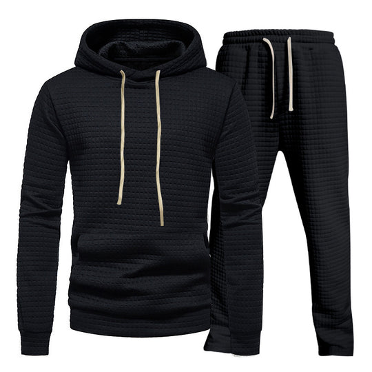Herren Fitness-Hoodie und Jogginghose Set mit strukturiertem Design Heidi-Mode