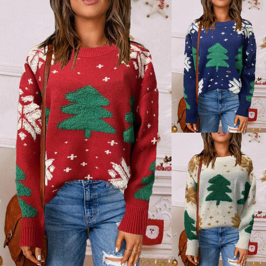 Damen Pullover mit festlichem Tannenbaum-Design Heidi-Mode