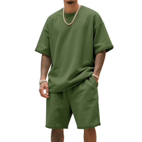 Herren Freizeit-Set mit bequemem T-Shirt und Shorts aus atmungsaktiver Baumwolle Heidi-Mode