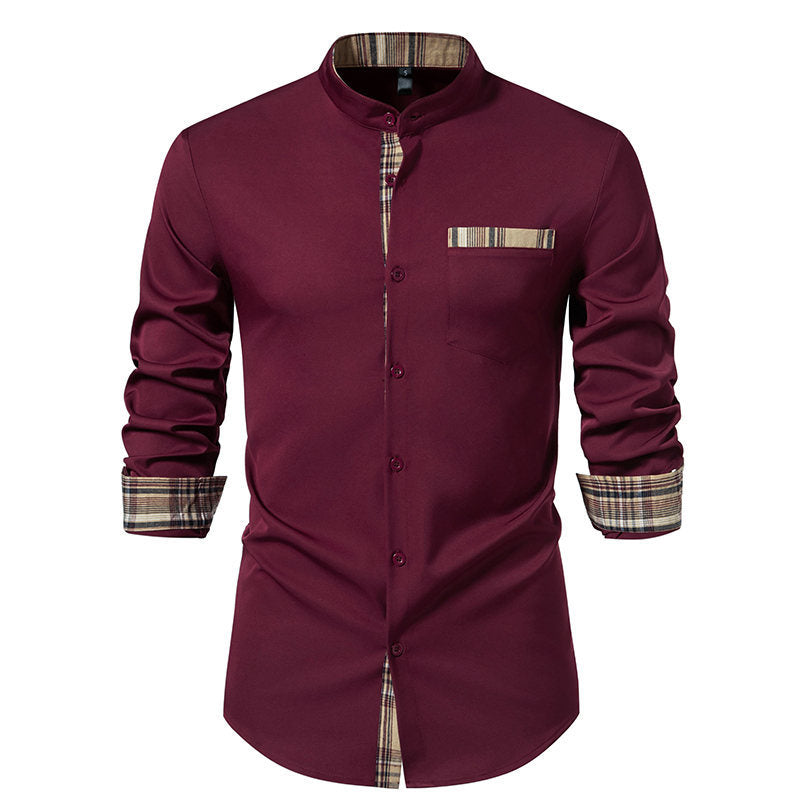 Herren Langarmhemd mit karierten Akzenten Heidi-Mode