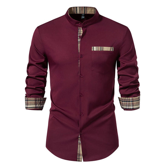 Herren Langarmhemd mit karierten Akzenten Heidi-Mode