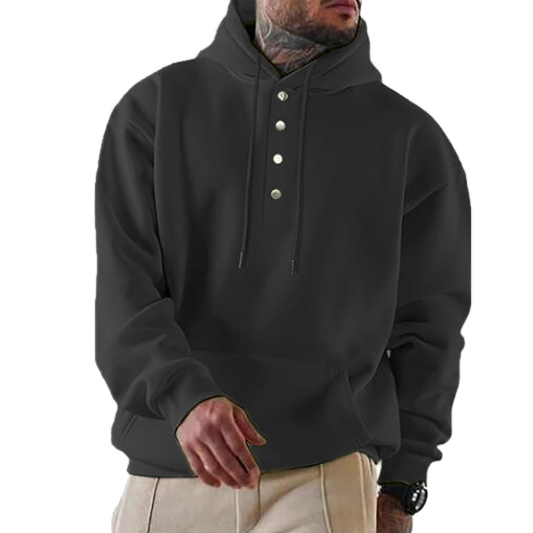 Herren Kapuzenpullover mit modischen Druckknöpfen Heidi-Mode
