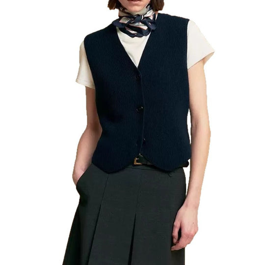 Damen Strickweste mit feiner Rippenstruktur und nachhaltiger Baumwolle Heidi-Mode