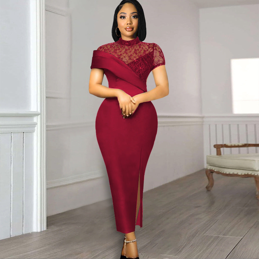 Damen Elegantes Kleid mit floralen Spitzenakzenten und figurbetontem Schnitt Heidi-Mode