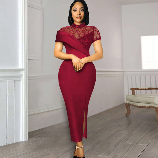 Damen Elegantes Kleid mit floralen Spitzenakzenten und figurbetontem Schnitt Heidi-Mode