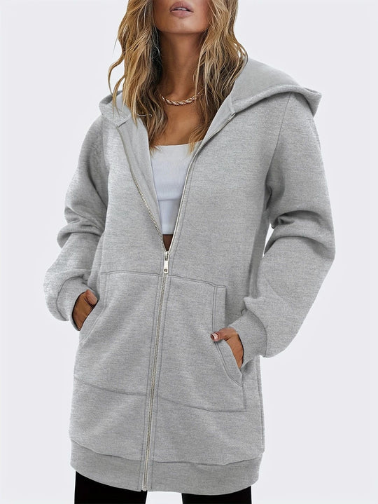 Damen Kapuzensweatjacke mit großzügigen Taschen von Heidi-Mode