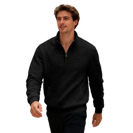 Herren sportlicher Pullover mit halbhoch geschlossenem Kragen Heidi-Mode