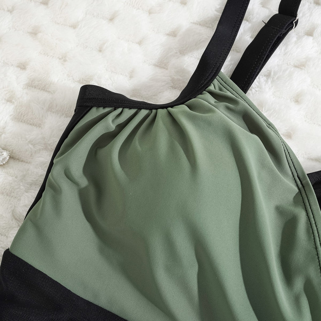 Damen Einteiler Badeanzug mit stilvollem asymmetrischen Design und verstellbaren Trägern Heidi-Mode