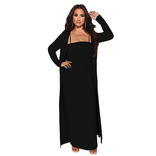 Damen Strapless Maxikleid mit langem Cardigan Heidi-Mode