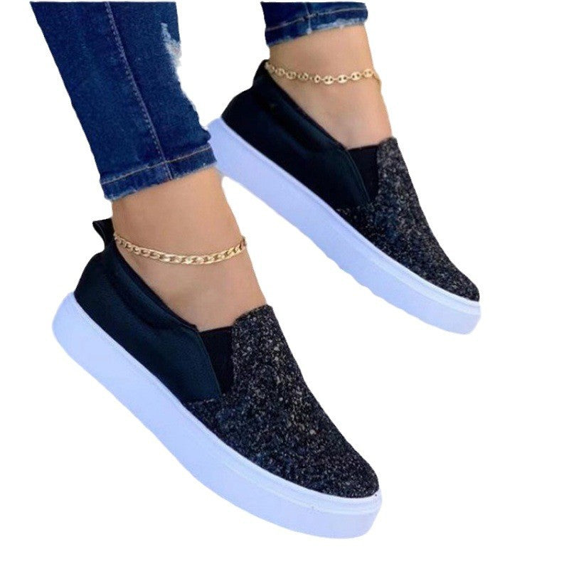 Damen Glitzer Slip-On Sneakers mit modischem Design und bequemem Fußbett Heidi-Mode