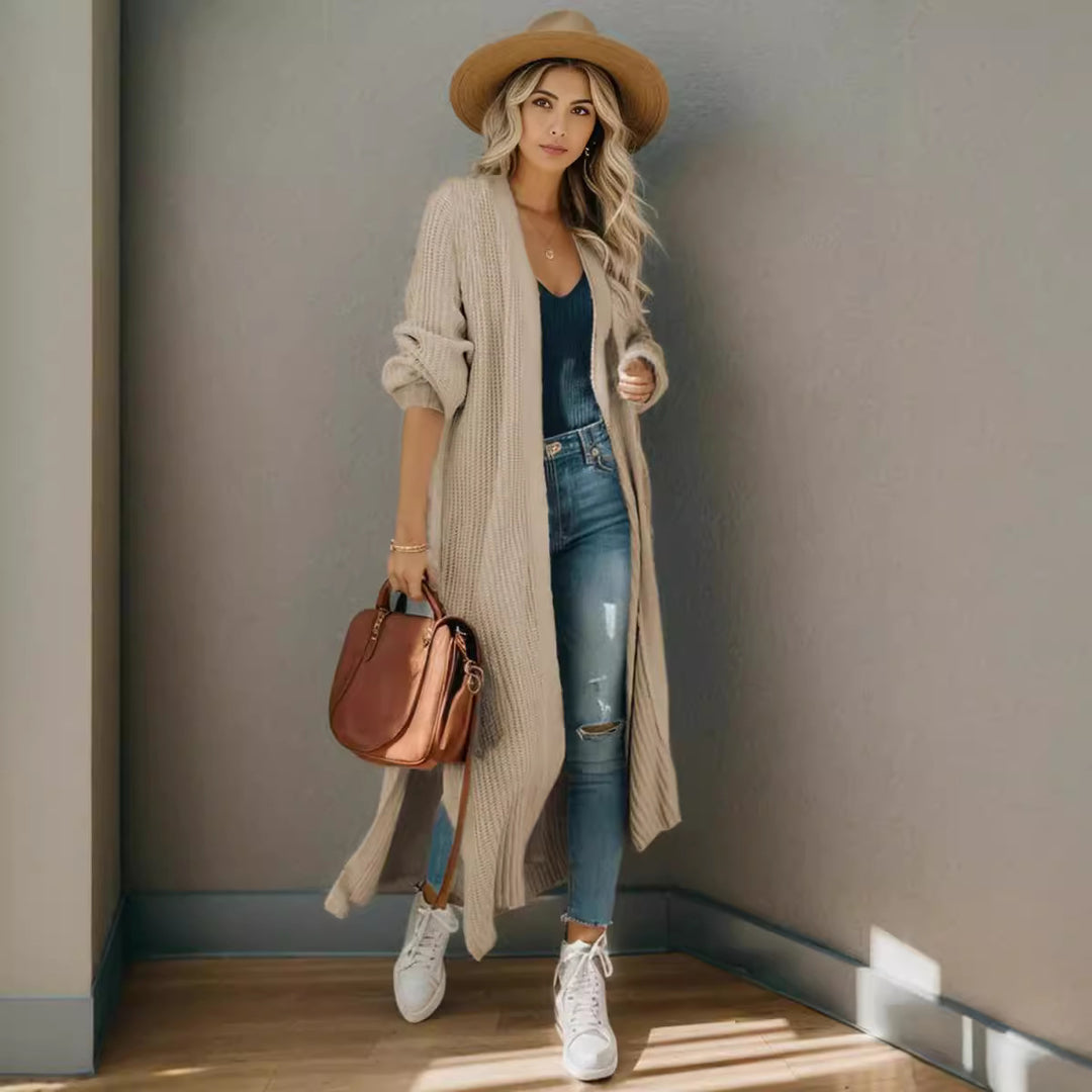 Damen Strickjacke mit offenem Design und lässiger Passform Heidi-Mode